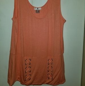 Peach tank top with lace up front by Venus